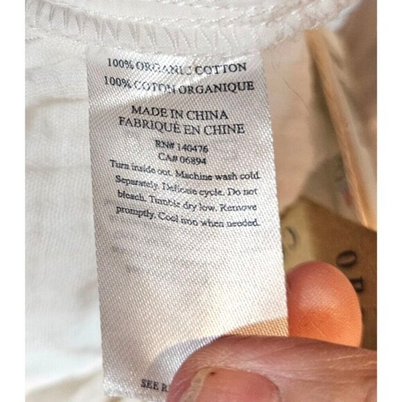 Faherty Leila Jumpsuit Sz Medium White All Organic Cotton Pockets Adj Straps NEW - Picture 13 of 16